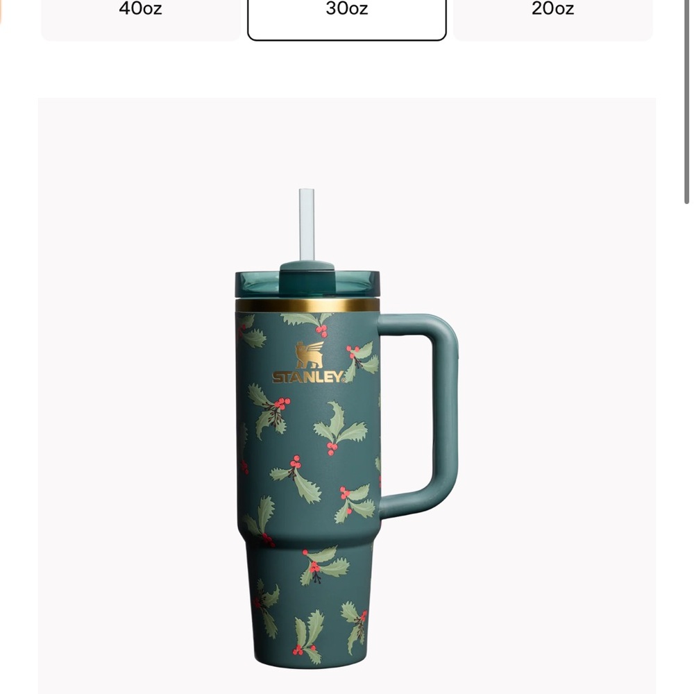 Stanley Festive Green Tumbler with Straw-SPECIAL EDITION